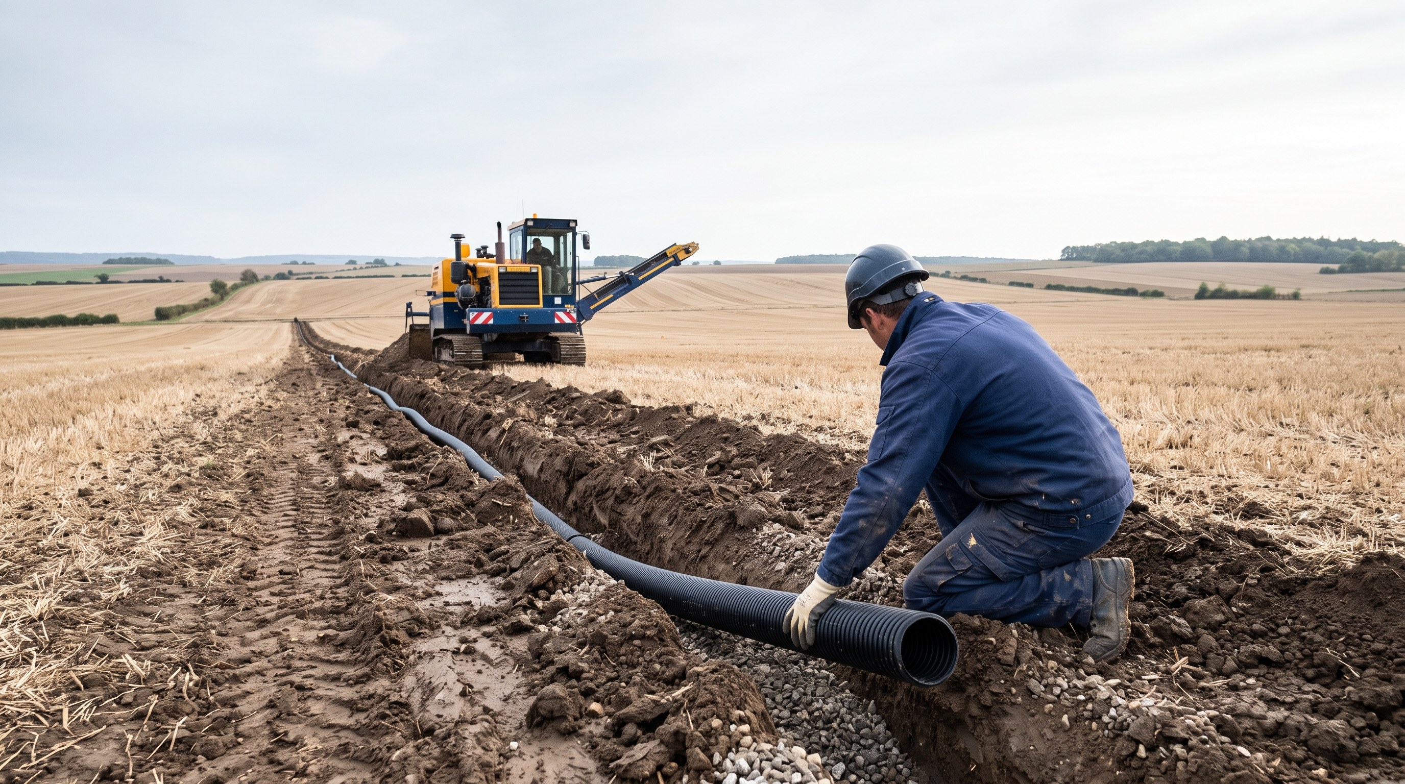 Vue d'une grande parcelle de culture céréalière avant chiffrage d'un projet de drainage, Yonne