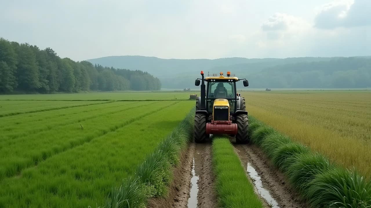 Lisière entre parcelle de grandes cultures et massif forestier sur le plateau de l'Othe, Yonne