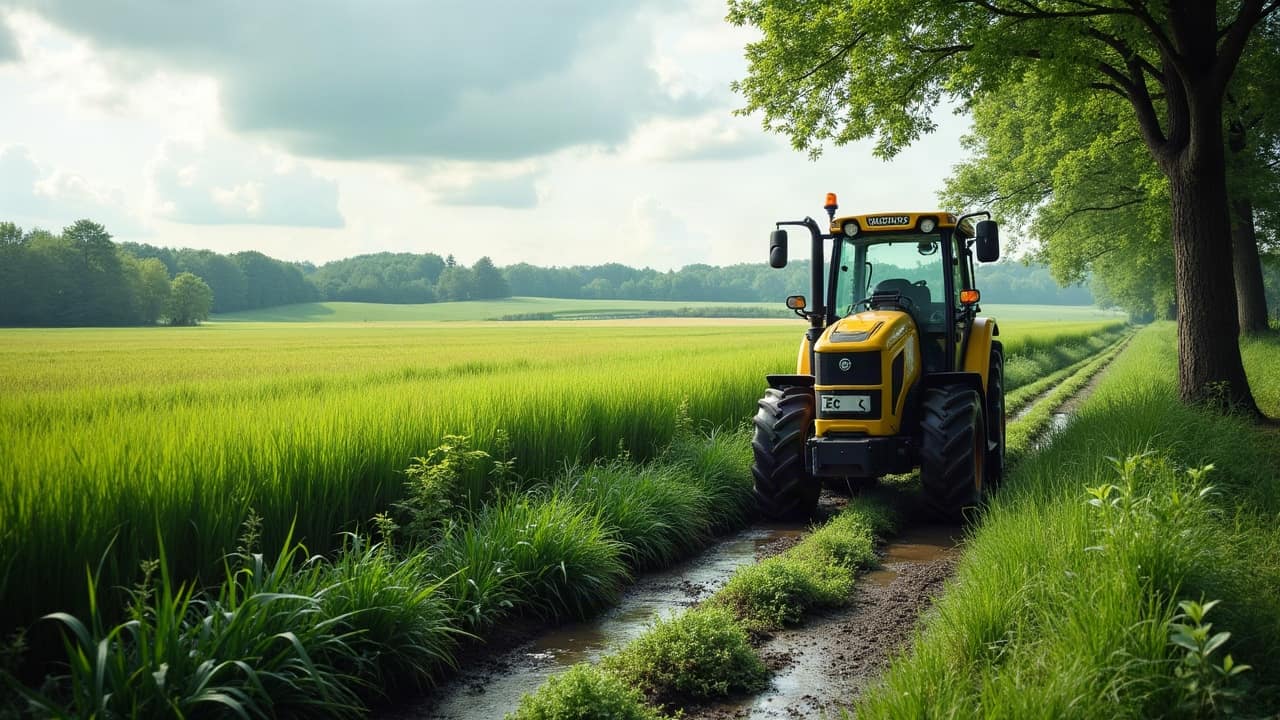 Végétation caractéristique d'une zone humide observée en bordure d'une parcelle agricole, Yonne